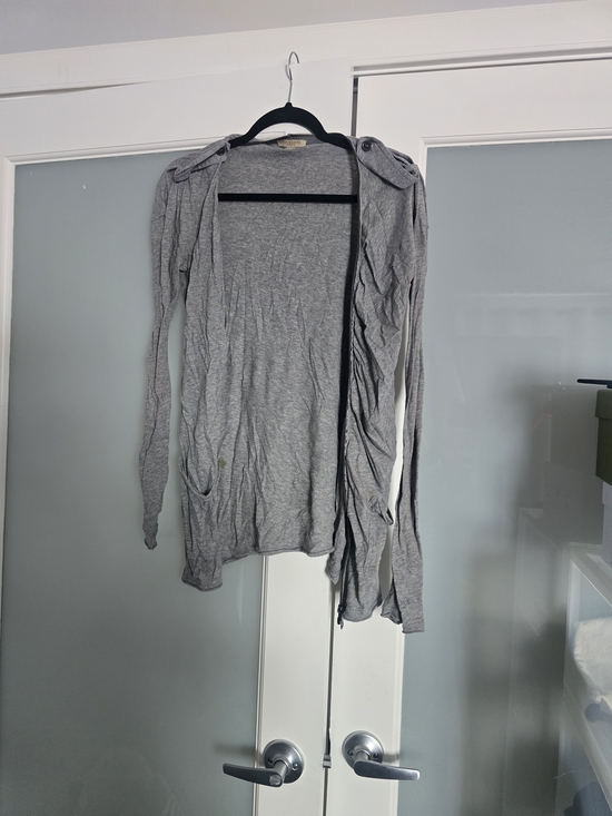 Burberry Tops - Burberry Light Gray Zip-Back Sweater